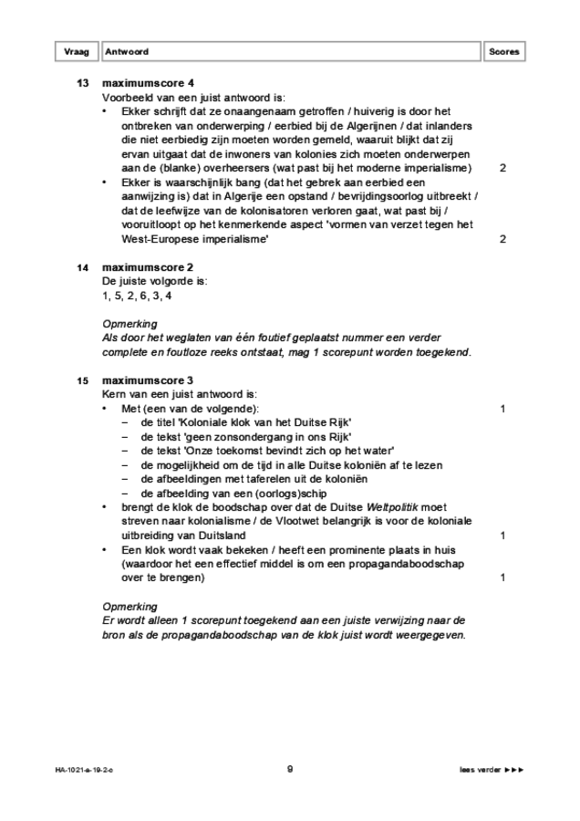 Correctievoorschrift examen HAVO geschiedenis 2019, tijdvak 2. Pagina 9