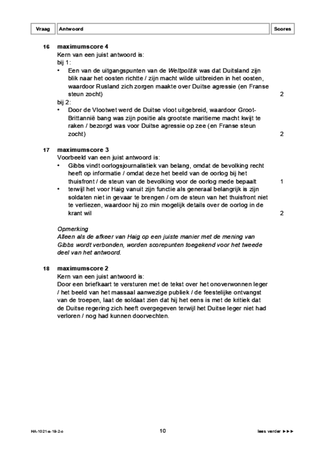 Correctievoorschrift examen HAVO geschiedenis 2019, tijdvak 2. Pagina 10