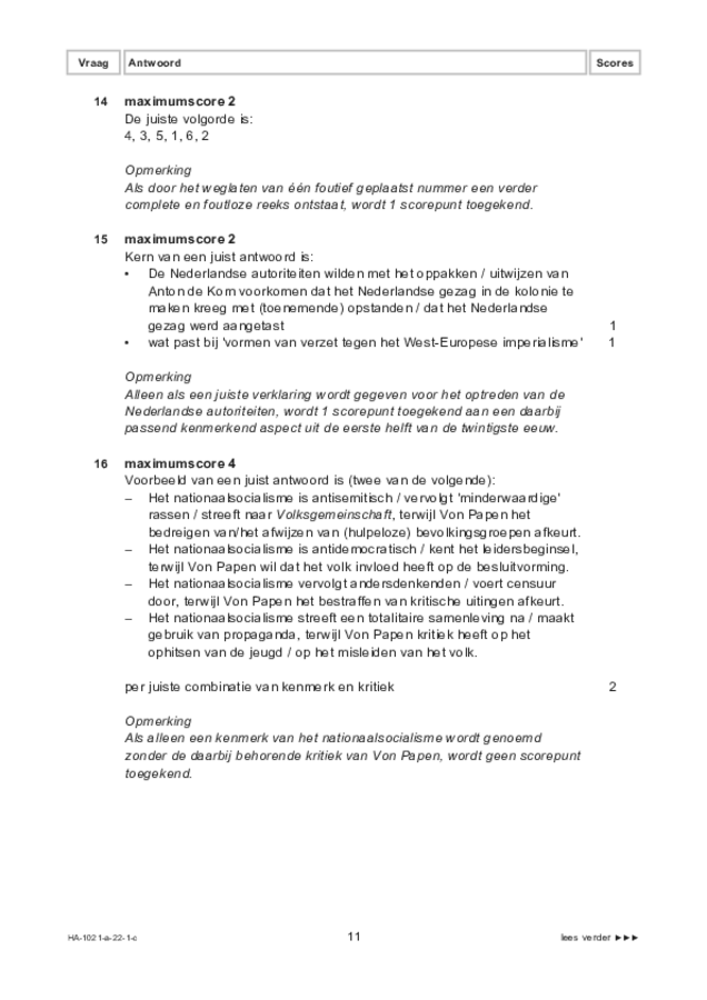 Correctievoorschrift examen HAVO geschiedenis 2022, tijdvak 1. Pagina 11