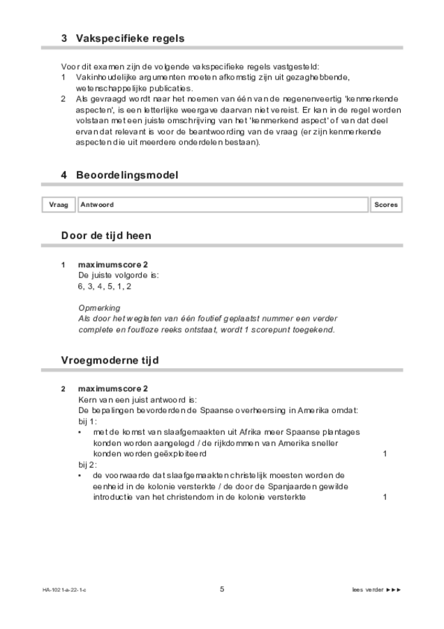 Correctievoorschrift examen HAVO geschiedenis 2022, tijdvak 1. Pagina 5