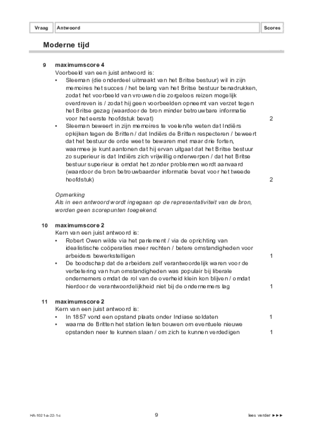 Correctievoorschrift examen HAVO geschiedenis 2022, tijdvak 1. Pagina 9