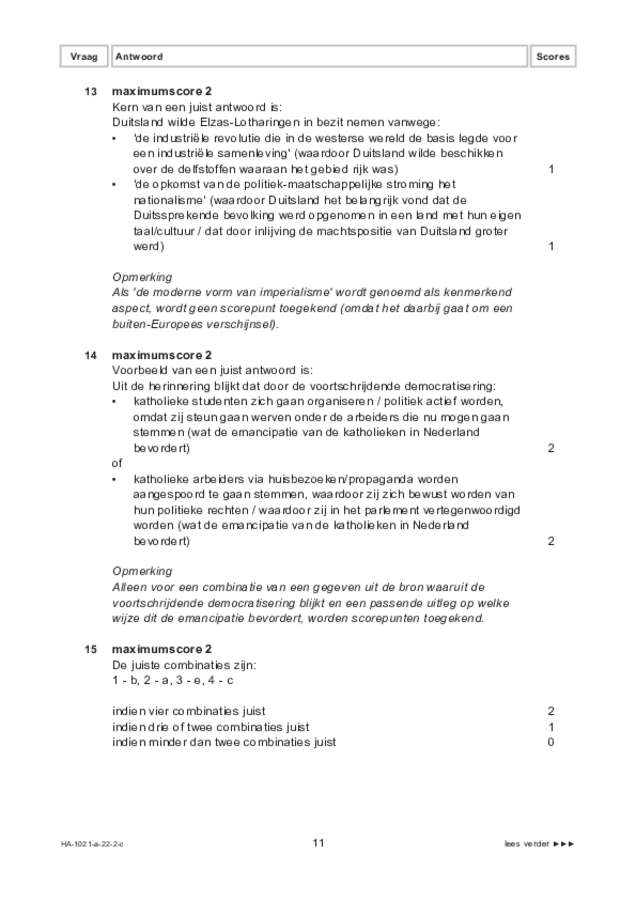 Correctievoorschrift examen HAVO geschiedenis 2022, tijdvak 2. Pagina 11