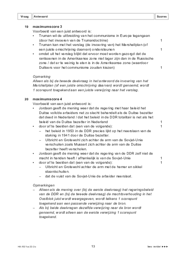 Correctievoorschrift examen HAVO geschiedenis 2022, tijdvak 2. Pagina 13