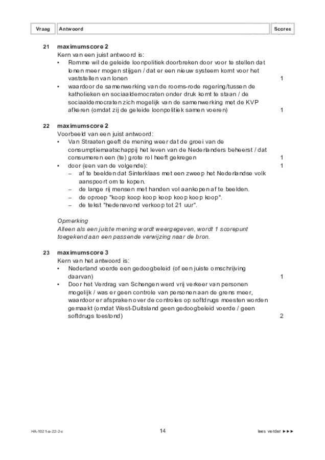 Correctievoorschrift examen HAVO geschiedenis 2022, tijdvak 2. Pagina 14