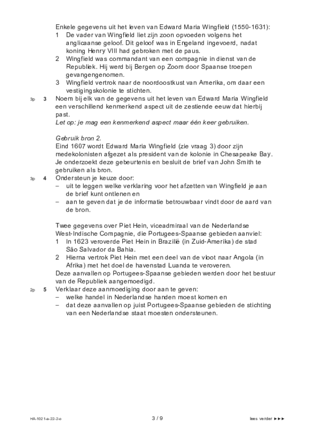 Opgaven examen HAVO geschiedenis 2022, tijdvak 2. Pagina 3