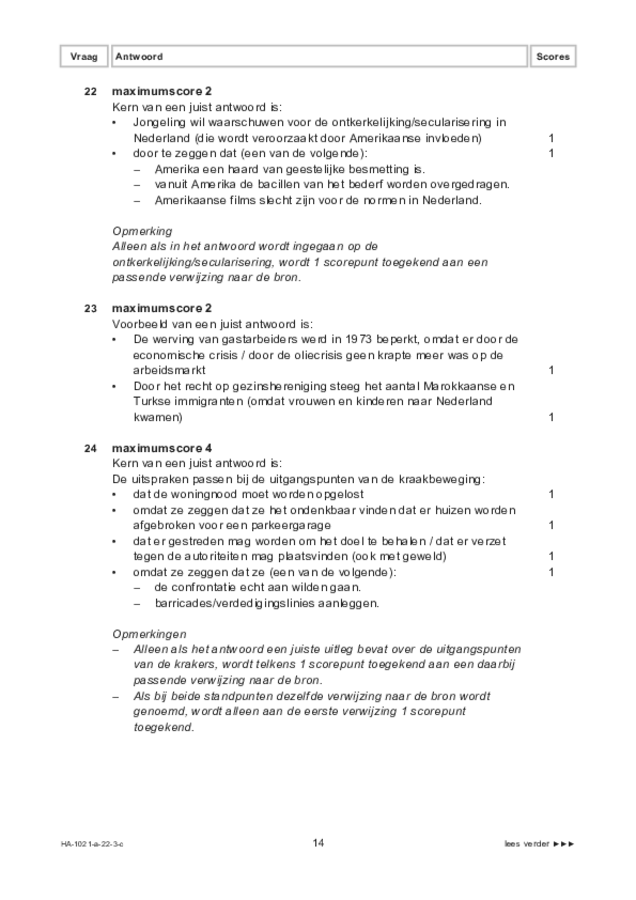 Correctievoorschrift examen HAVO geschiedenis 2022, tijdvak 3. Pagina 14