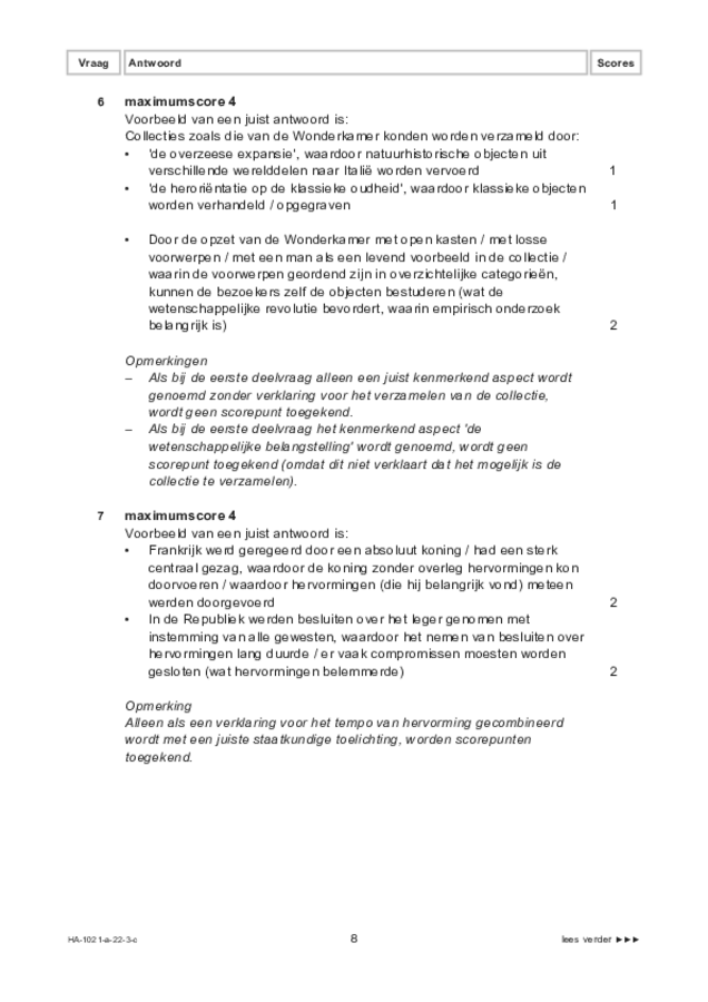 Correctievoorschrift examen HAVO geschiedenis 2022, tijdvak 3. Pagina 8