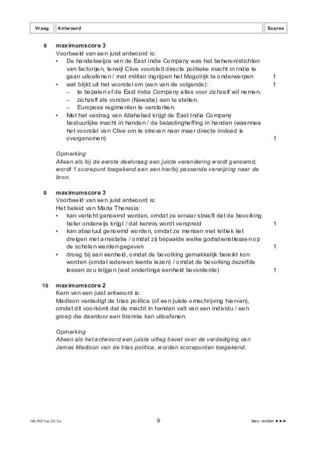 Correctievoorschrift examen HAVO geschiedenis 2022, tijdvak 3. Pagina 9