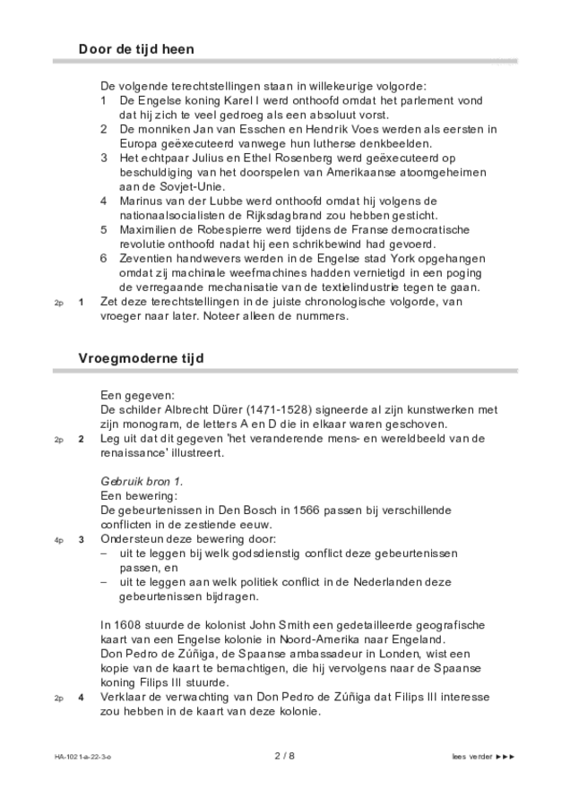 Opgaven examen HAVO geschiedenis 2022, tijdvak 3. Pagina 2