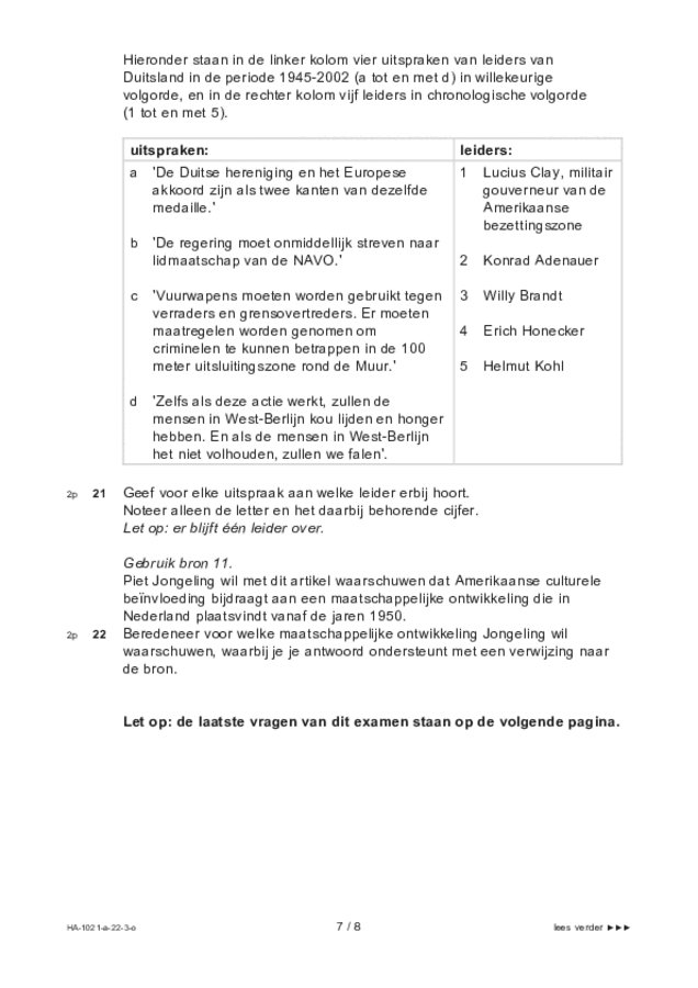 Opgaven examen HAVO geschiedenis 2022, tijdvak 3. Pagina 7