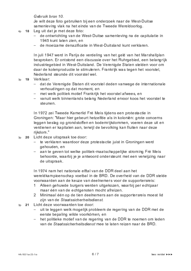 Opgaven examen HAVO geschiedenis 2023, tijdvak 1. Pagina 6