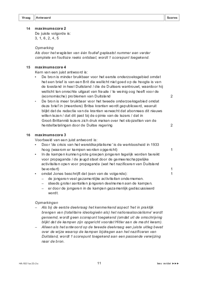 Correctievoorschrift examen HAVO geschiedenis 2023, tijdvak 2. Pagina 11