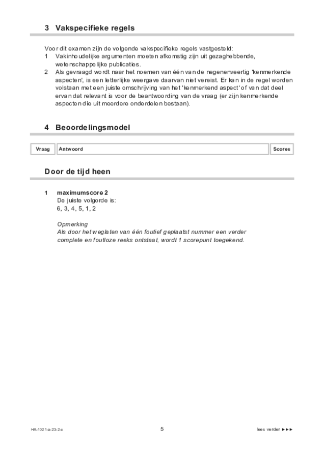 Correctievoorschrift examen HAVO geschiedenis 2023, tijdvak 2. Pagina 5