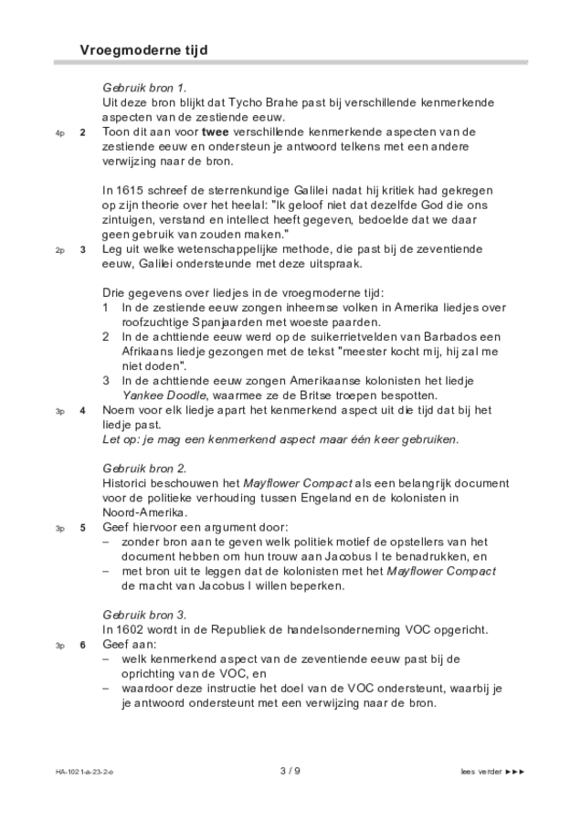 Opgaven examen HAVO geschiedenis 2023, tijdvak 2. Pagina 3