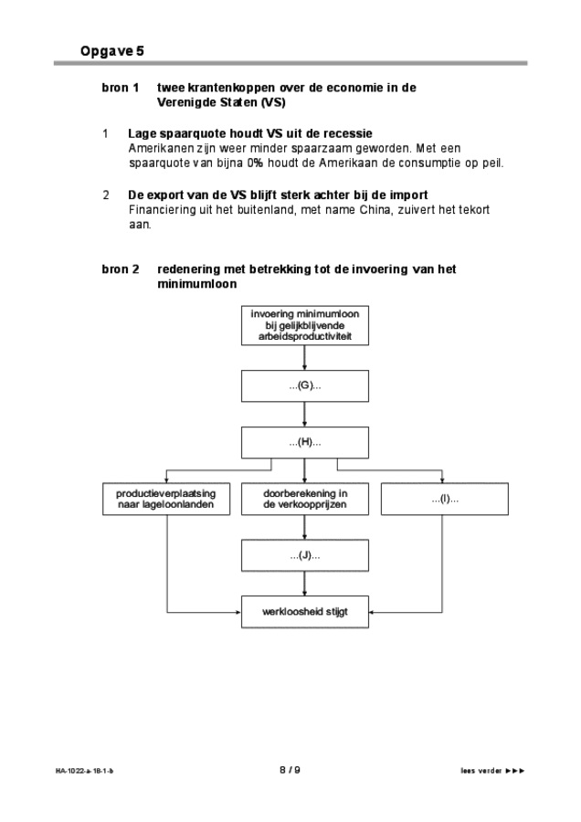 Bijlage examen HAVO economie 2018, tijdvak 1. Pagina 8