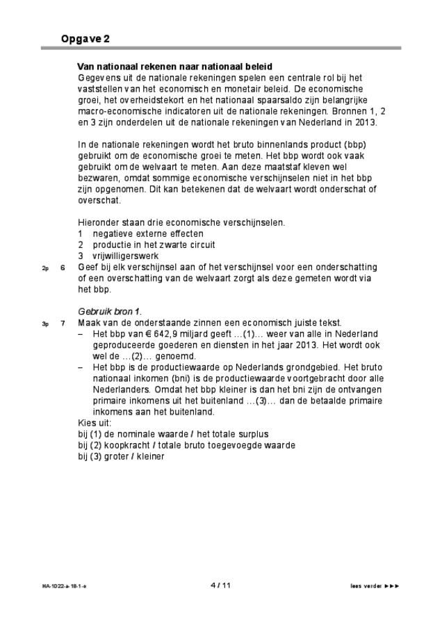 Opgaven examen HAVO economie 2018, tijdvak 1. Pagina 4