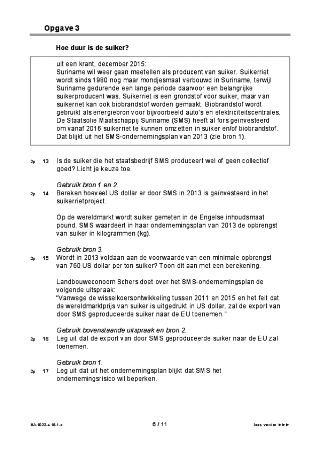 Opgaven examen HAVO economie 2018, tijdvak 1. Pagina 6