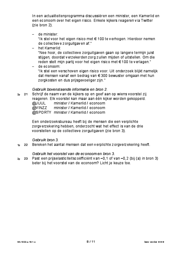 Opgaven examen HAVO economie 2018, tijdvak 1. Pagina 8