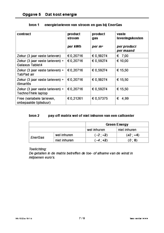 Bijlage examen HAVO economie 2019, tijdvak 1. Pagina 7