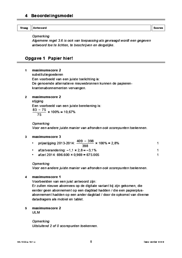 Correctievoorschrift examen HAVO economie 2019, tijdvak 1. Pagina 5