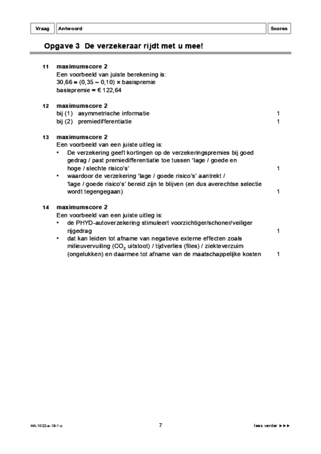 Correctievoorschrift examen HAVO economie 2019, tijdvak 1. Pagina 7