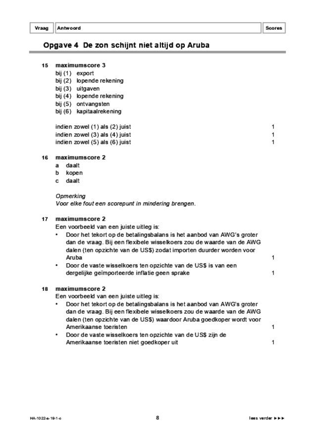 Correctievoorschrift examen HAVO economie 2019, tijdvak 1. Pagina 8