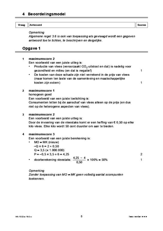 Correctievoorschrift examen HAVO economie 2019, tijdvak 2. Pagina 5