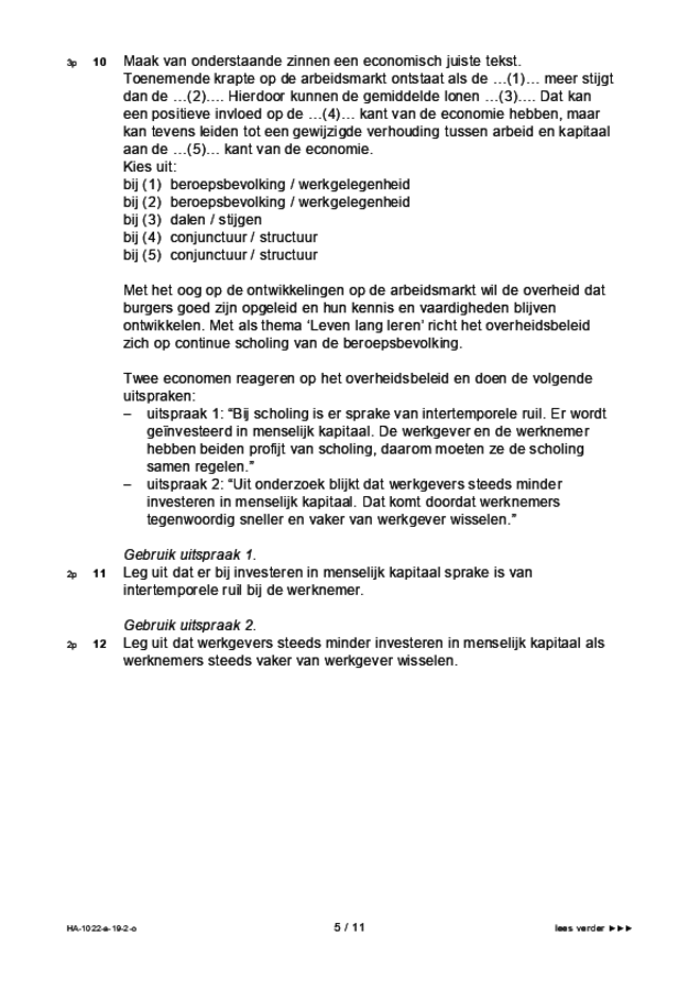 Opgaven examen HAVO economie 2019, tijdvak 2. Pagina 5