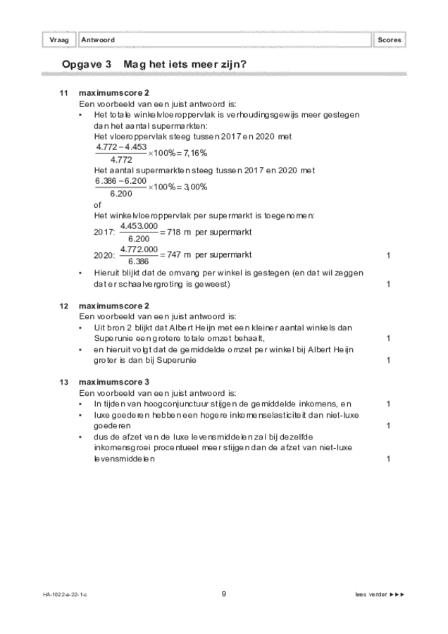 Correctievoorschrift examen HAVO economie 2022, tijdvak 1. Pagina 9