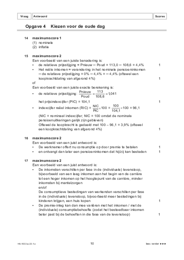 Correctievoorschrift examen HAVO economie 2022, tijdvak 1. Pagina 10