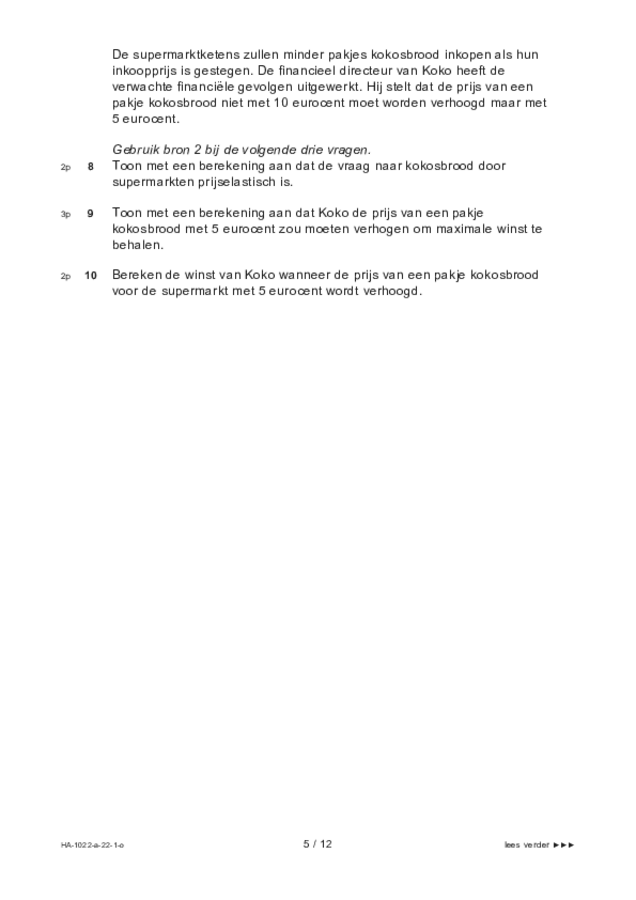 Opgaven examen HAVO economie 2022, tijdvak 1. Pagina 5