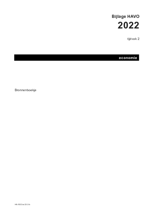 Bijlage examen HAVO economie 2022, tijdvak 2. Pagina 1