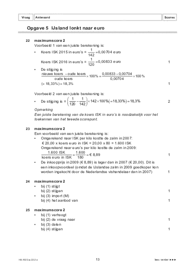 Correctievoorschrift examen HAVO economie 2022, tijdvak 2. Pagina 13