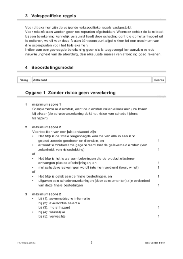 Correctievoorschrift examen HAVO economie 2022, tijdvak 2. Pagina 5