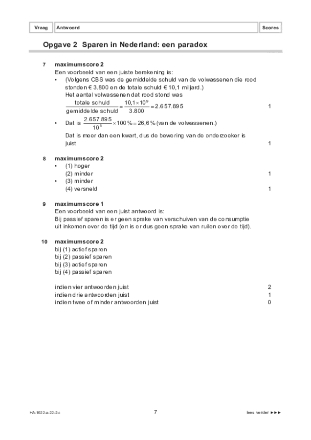 Correctievoorschrift examen HAVO economie 2022, tijdvak 2. Pagina 7