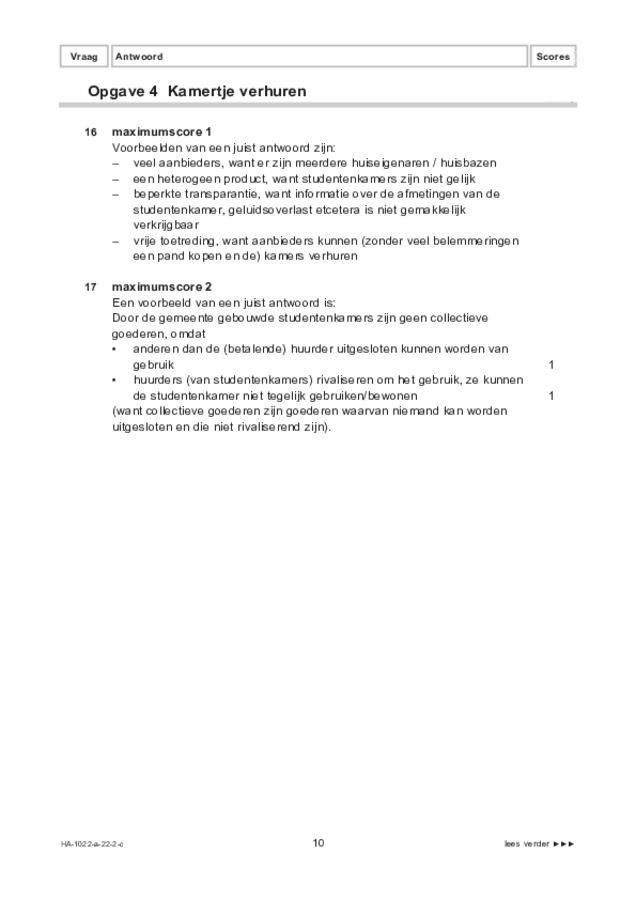 Correctievoorschrift examen HAVO economie 2022, tijdvak 2. Pagina 10