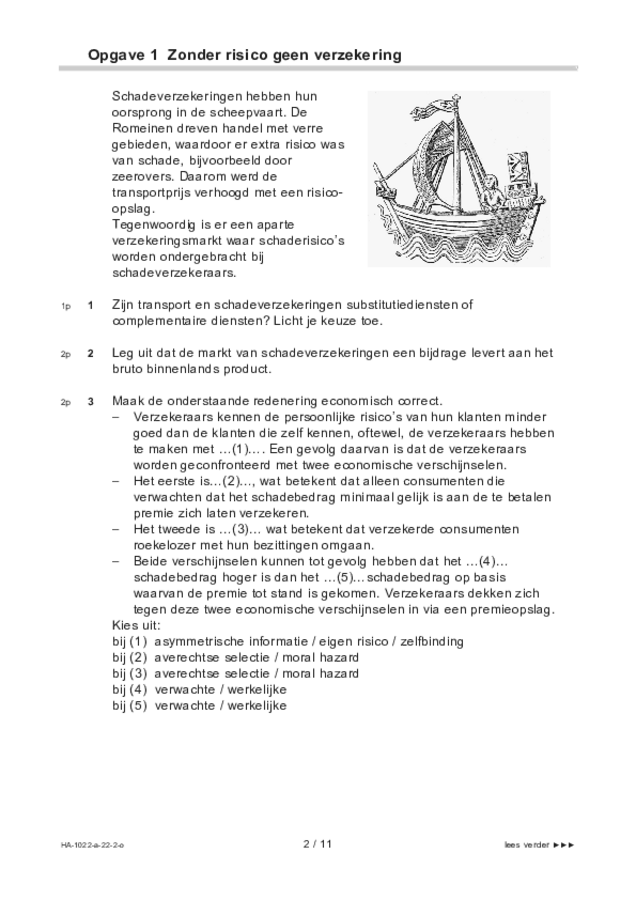 Opgaven examen HAVO economie 2022, tijdvak 2. Pagina 2