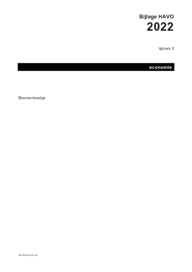 Bijlage examen HAVO economie 2022, tijdvak 3. Pagina 1