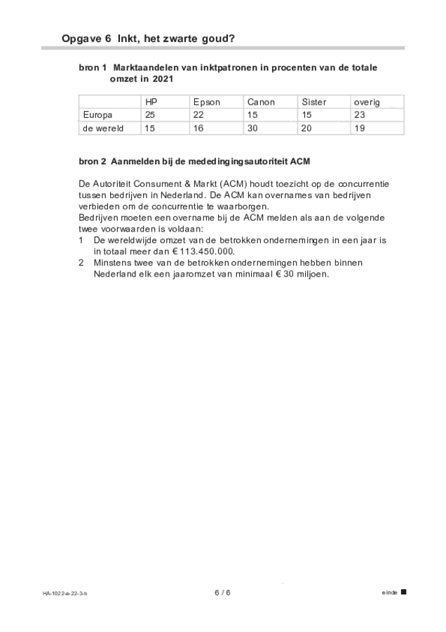 Bijlage examen HAVO economie 2022, tijdvak 3. Pagina 6