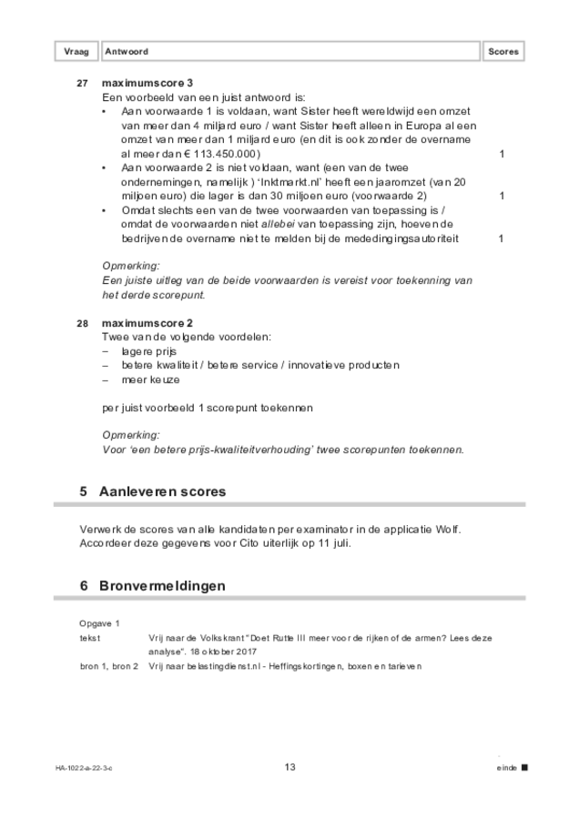 Correctievoorschrift examen HAVO economie 2022, tijdvak 3. Pagina 13