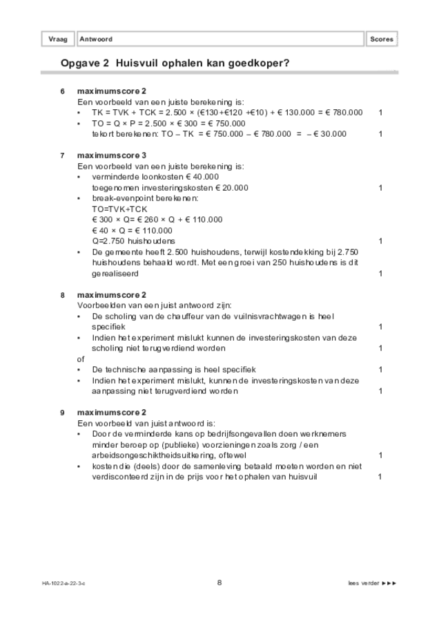 Correctievoorschrift examen HAVO economie 2022, tijdvak 3. Pagina 8