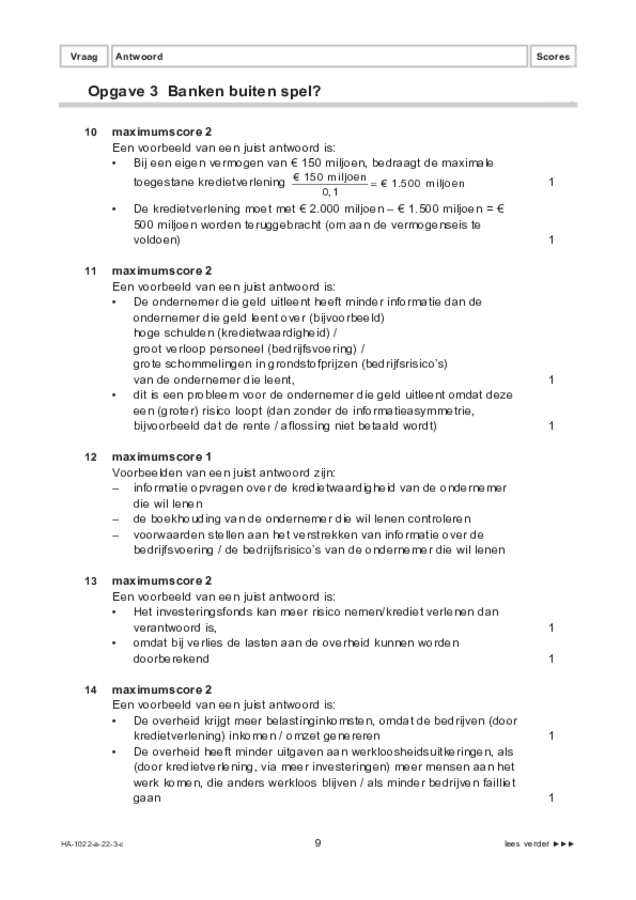 Correctievoorschrift examen HAVO economie 2022, tijdvak 3. Pagina 9