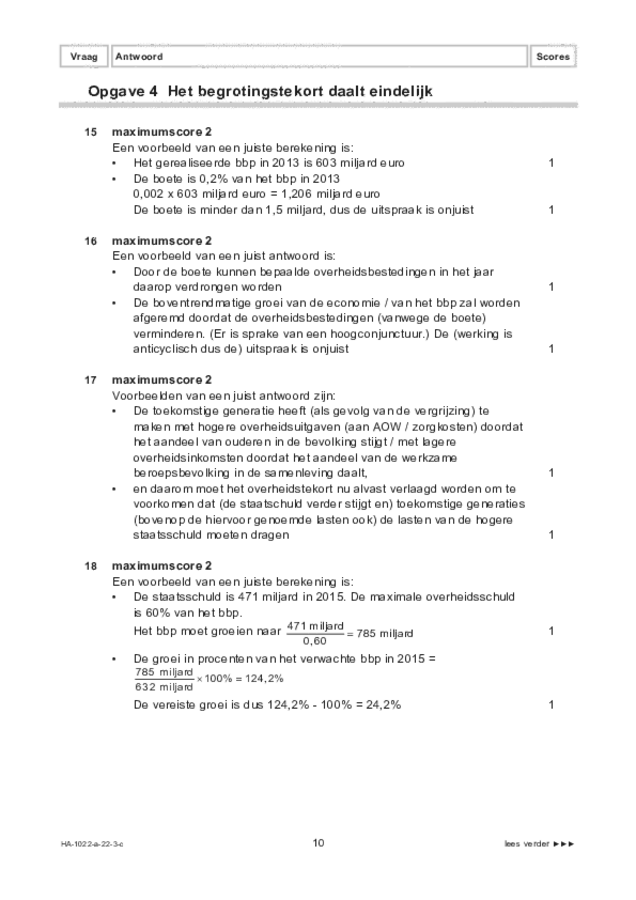 Correctievoorschrift examen HAVO economie 2022, tijdvak 3. Pagina 10