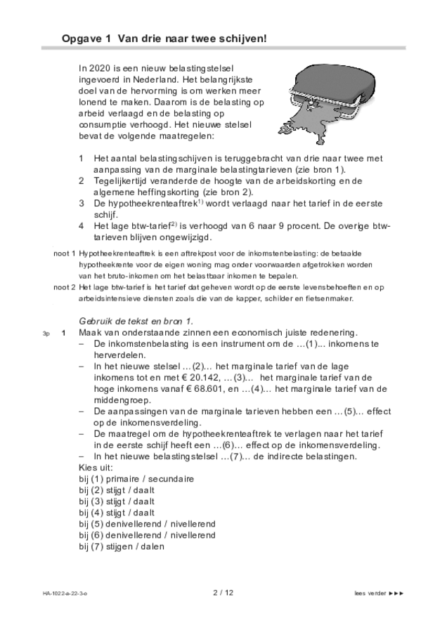 Opgaven examen HAVO economie 2022, tijdvak 3. Pagina 2