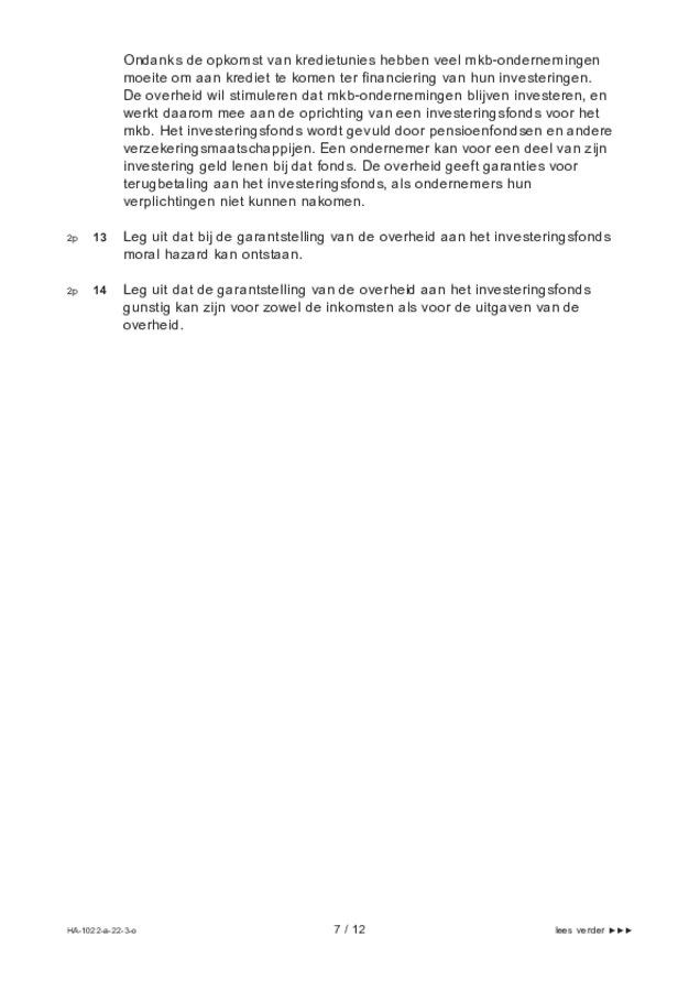 Opgaven examen HAVO economie 2022, tijdvak 3. Pagina 7