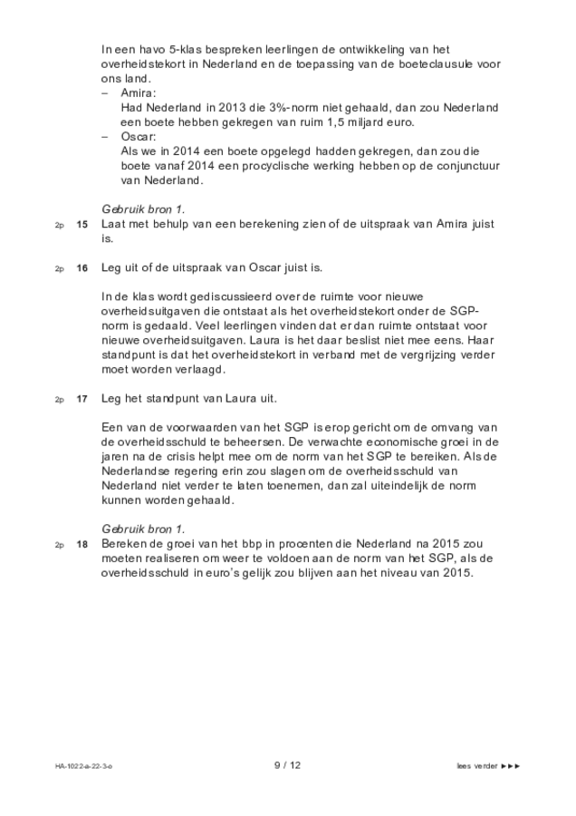 Opgaven examen HAVO economie 2022, tijdvak 3. Pagina 9