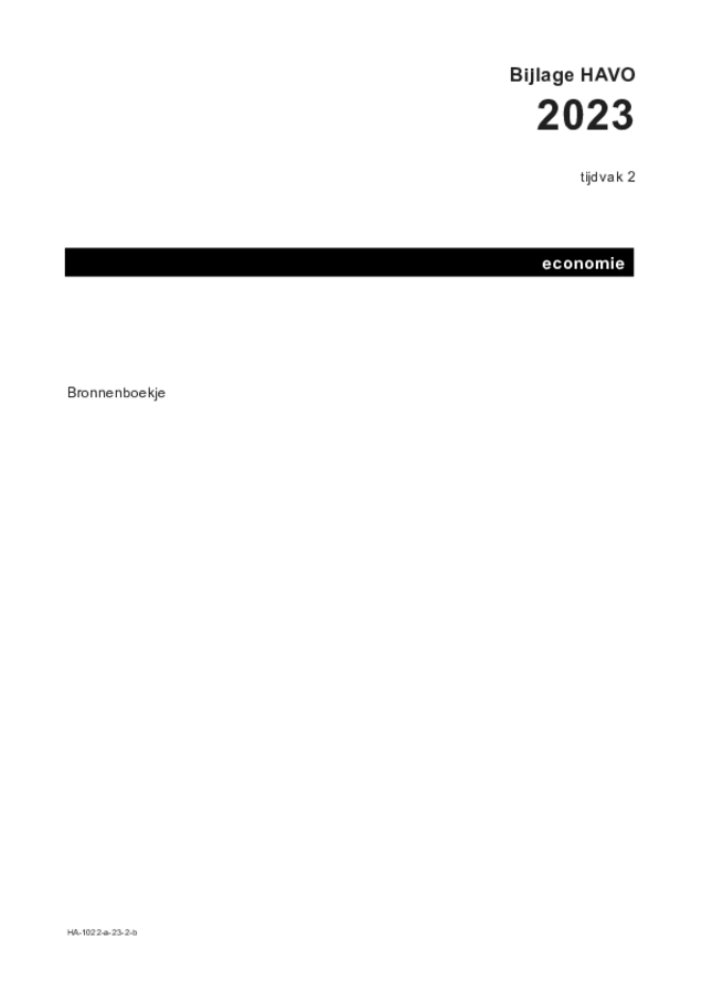 Bijlage examen HAVO economie 2023, tijdvak 2. Pagina 1