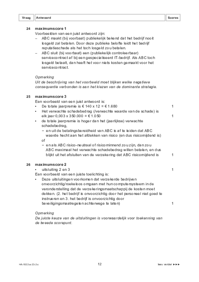 Correctievoorschrift examen HAVO economie 2023, tijdvak 2. Pagina 12