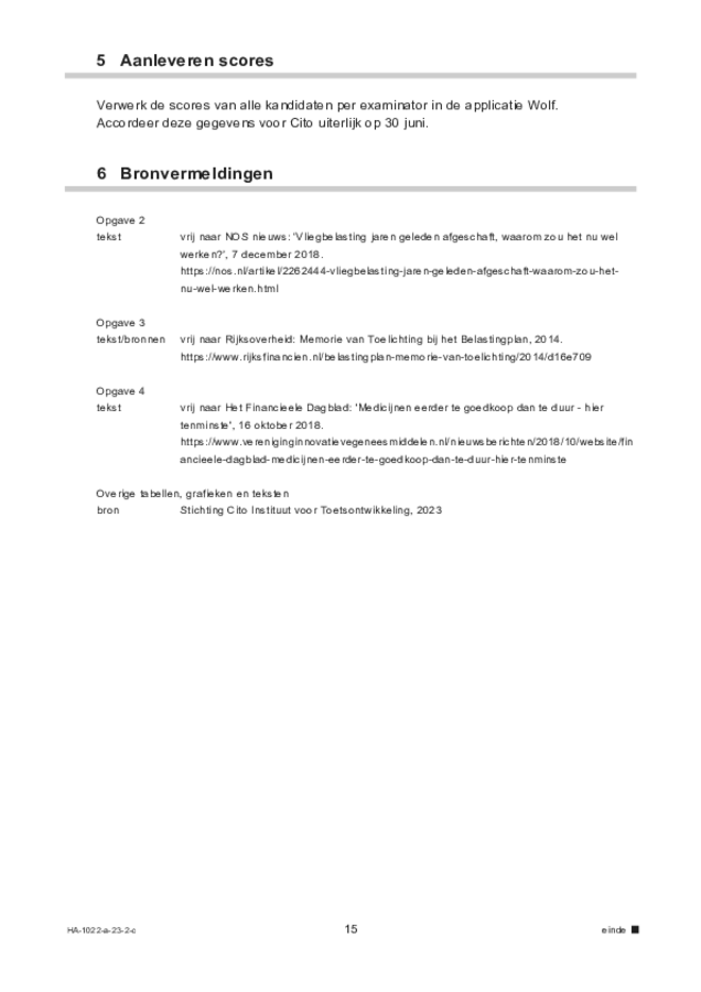 Correctievoorschrift examen HAVO economie 2023, tijdvak 2. Pagina 15