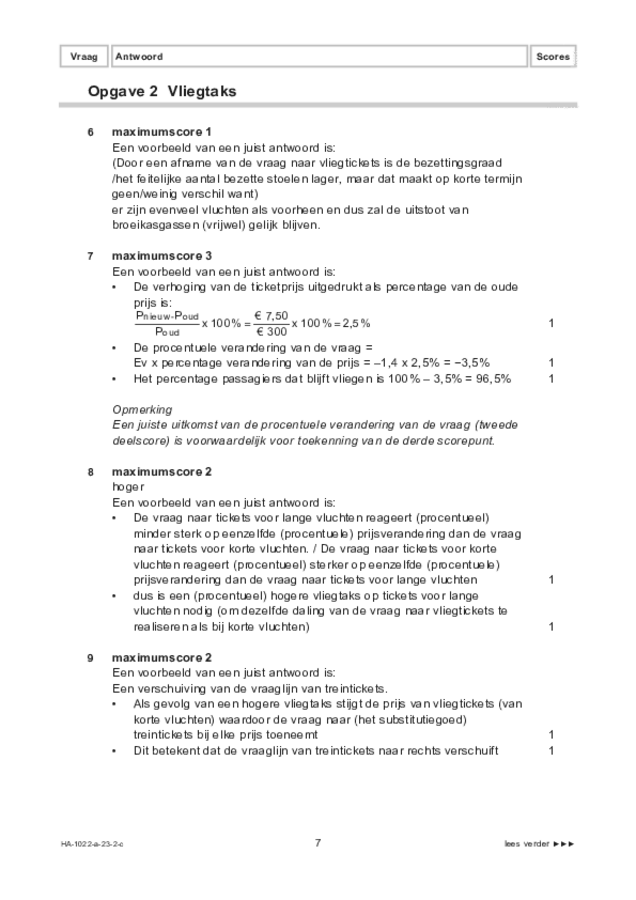 Correctievoorschrift examen HAVO economie 2023, tijdvak 2. Pagina 7